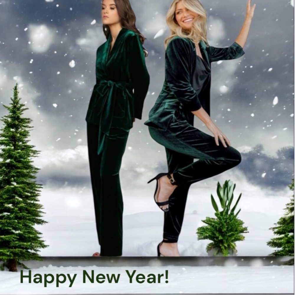 INC International Concepts Dark Green Velvet jacket and pants set